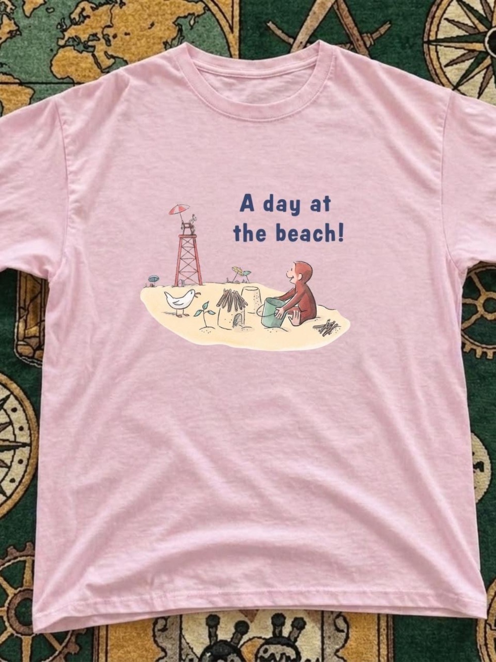 Gildan Pink 'A day at the beach!' Graphic T‑Shirt